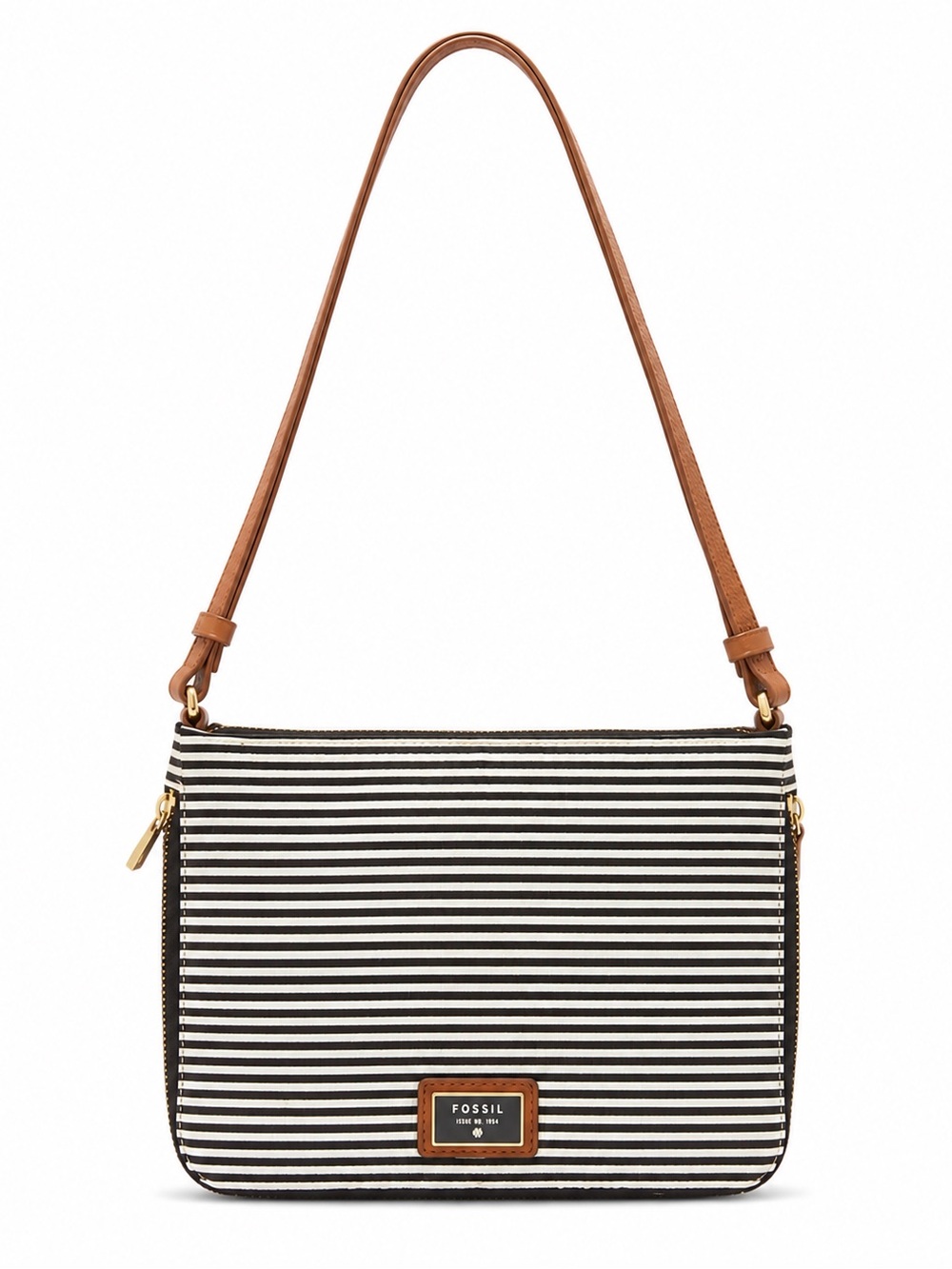 Fossil Womens leather & striped crossbody purse bag